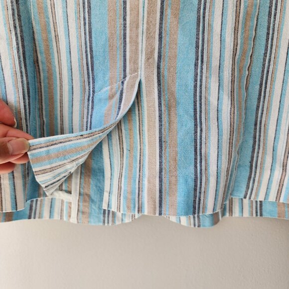 Laurie Felt Stripe Crop Blazer Women Size 2 Blue Multicolor Pockets Linen NEW - Picture 8 of 10